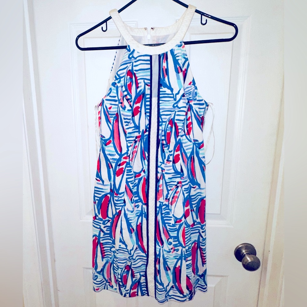 Lilly Pulitzer size 2 red, white, blue sailboat dress perfect for 4th of July